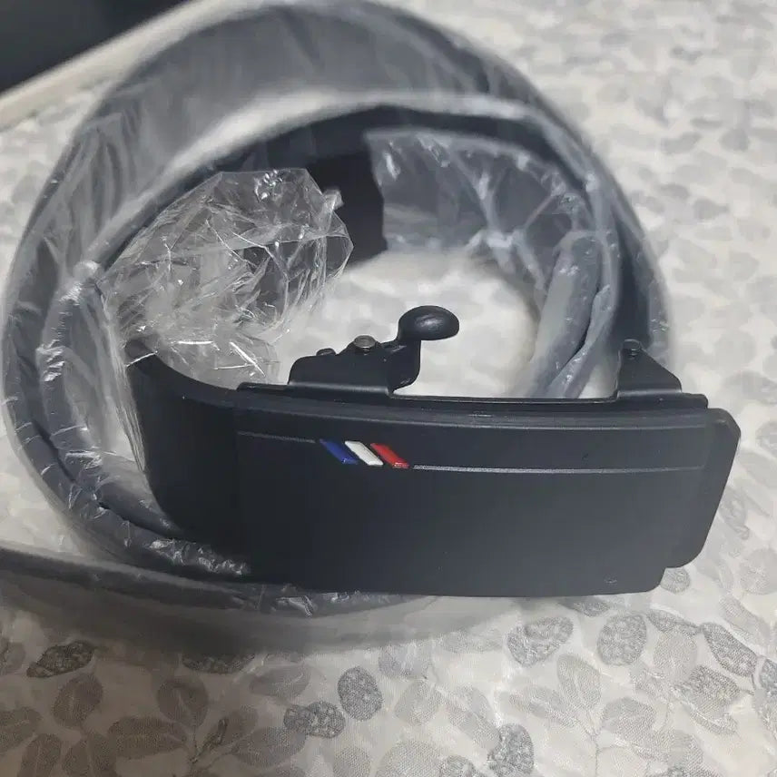 [BUNJANG] Men's Automatic Buckle Belt with 3-Line Color Blocking / 남성 벨트 자동 버클 블랙 3선 배색