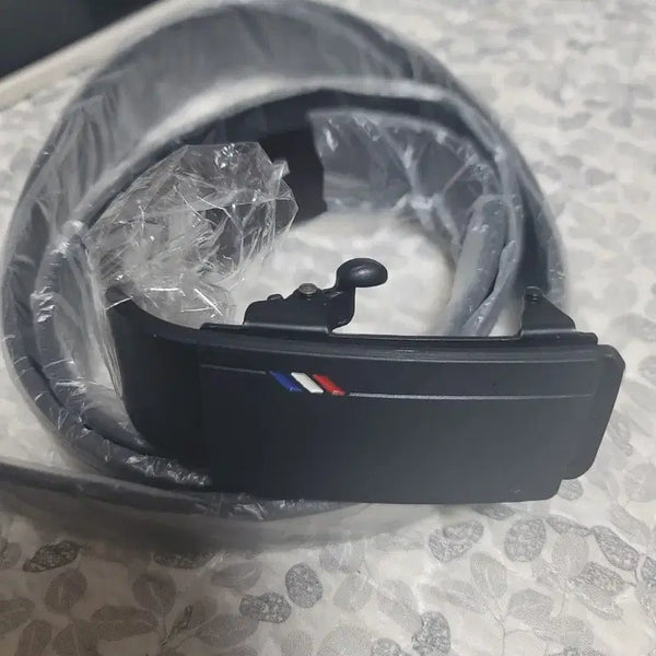 [BUNJANG] Men's Automatic Buckle Belt with 3-Line Color Blocking / 남성 벨트 자동 버클 블랙 3선 배색
