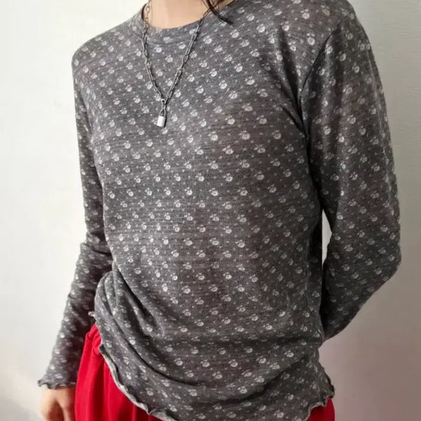 [BUNJANG] Kim Ah-hope [9.hope] Koharu Flower T-Shirt (Gray) / 김아홉 [9.hope] 코하루 flower T 플라워티 (gray)