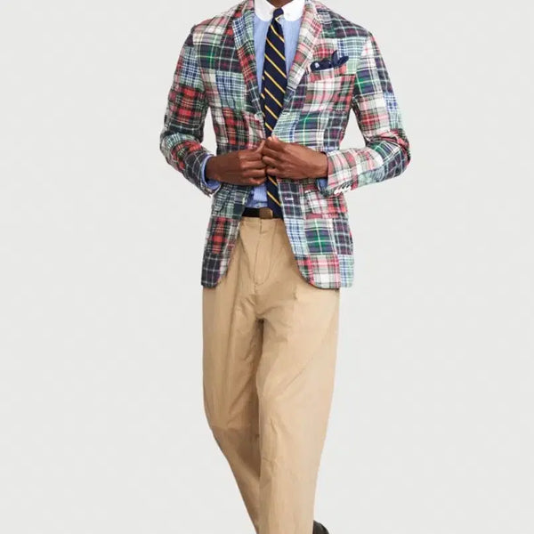 [BUNJANG] Polo Ralph Lauren Madras Patchwork Blazer 38R / [38R] 프랑스구매 폴로 랄프 로렌 마드라스 패치워크 블레이저