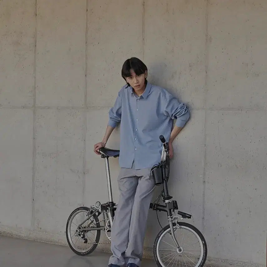 [BUNJANG] LE HABE Like Linen Shirt Sky Blue/Light Blue Grey L / 르아브 라이크 린넨 셔츠 스카이블루 ,라이트블루그레이 L