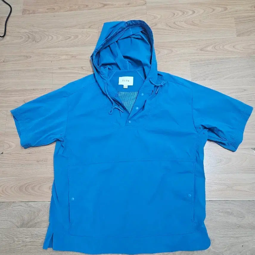 [BUNJANG] ESLOW Short Sleeve Anorak Hoodie (Blue, Size 100) / 에스로우 SLOW 반팔 후드 아노락 100(블루)
