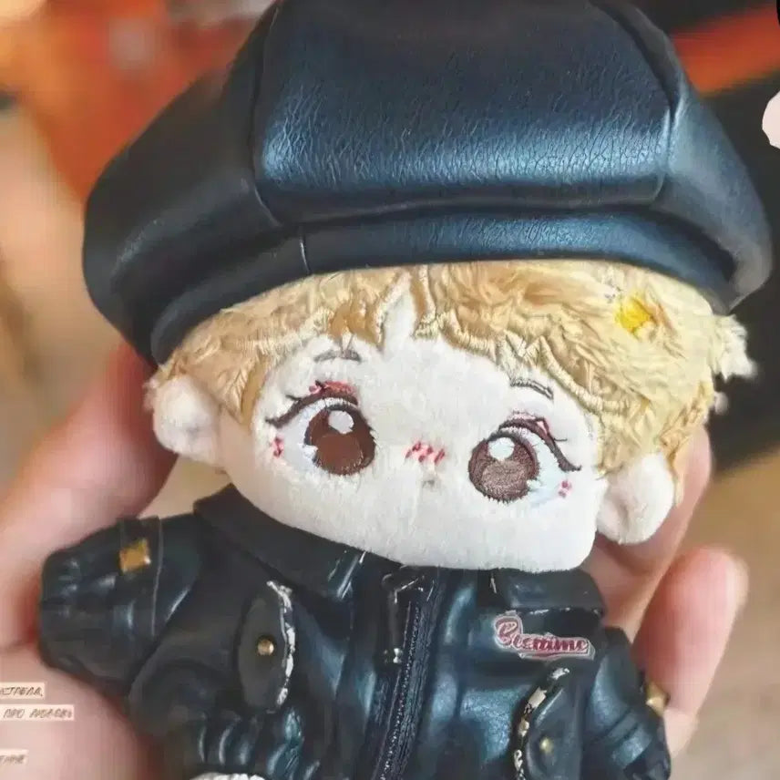 [BUNJANG] 10cm Doll Clothes Set: Leather Jacket & Hat / 10cm 솜인형옷 가죽자켓 모자 세트 블랙, 베이지일괄