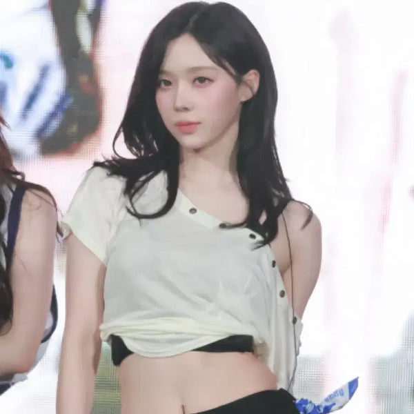 [BUNJANG] Please Follow Harry Button Asymmetrical Shirring Top / 플리즈노팔로우 해리 버튼 언발 셔링 탑 오프숄더 원숄더 플노팔