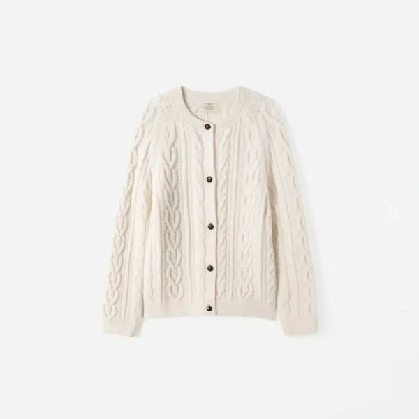 [BUNJANG] FYEO Coni Cable Wool Knit Cardigan Ivory / 택포) 포유온 코니 케이블 울 니트 가디건_FYEO Coni Cable