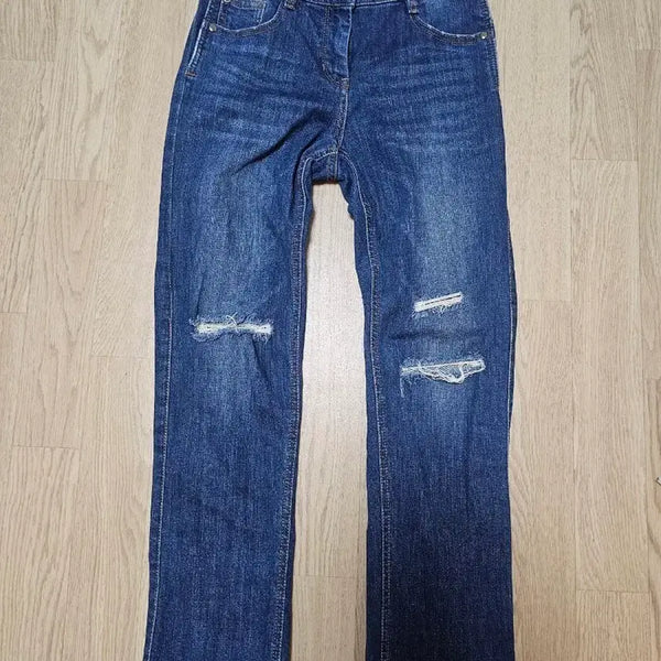 [BUNJANG] TIME Women's Blue Cut-Detail Denim Pants Size 29 / TIME  여성 데님 팬츠 블루 컷팅 디테일 29