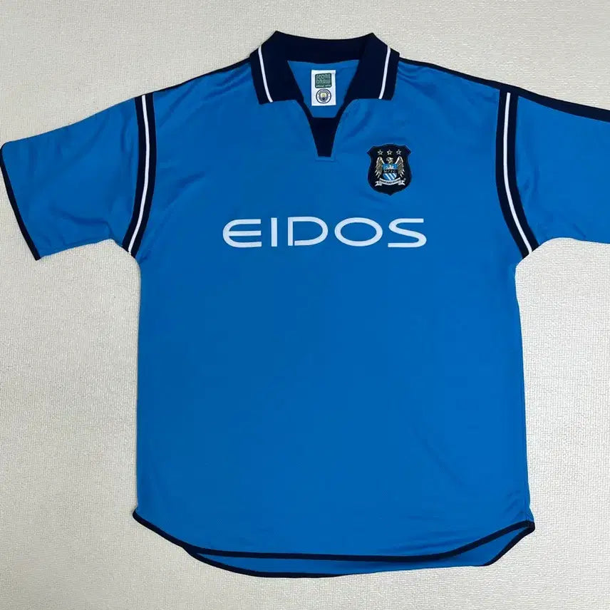 [BUNJANG] Manchester City Eidos Sponsor Retro Football Jersey XL / 맨체스터 시티 사커 유니폼 EIDOS스폰 XL사이즈