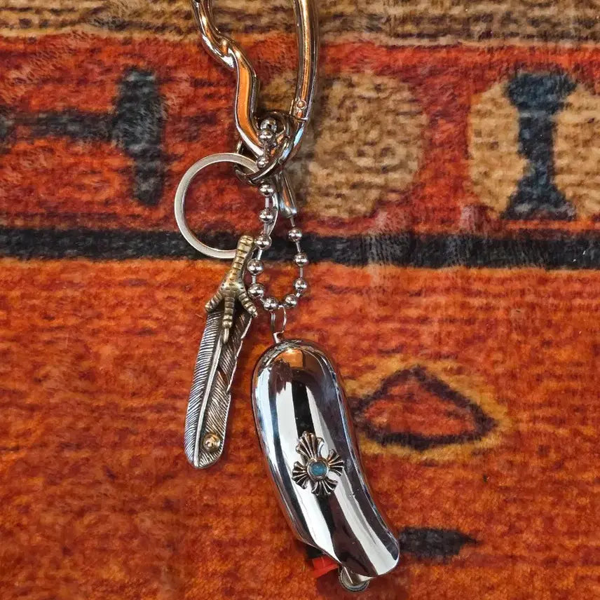[BUNJANG] Turquoise Feather Lighter Keyring / Turquoise Feather Lighter Keyring