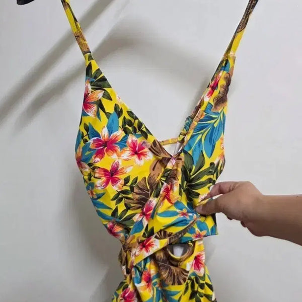[BUNJANG] Yellow Flower One-Piece Swimsuit / 원피스 수영복 옐로우 플라워