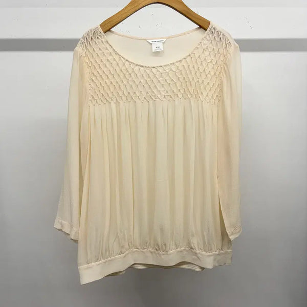 [BUNJANG] Club Monaco Silk Pearl Shirring Blouse - Medium / 클럽모나코 실크 진주 셔링 블라우스 M