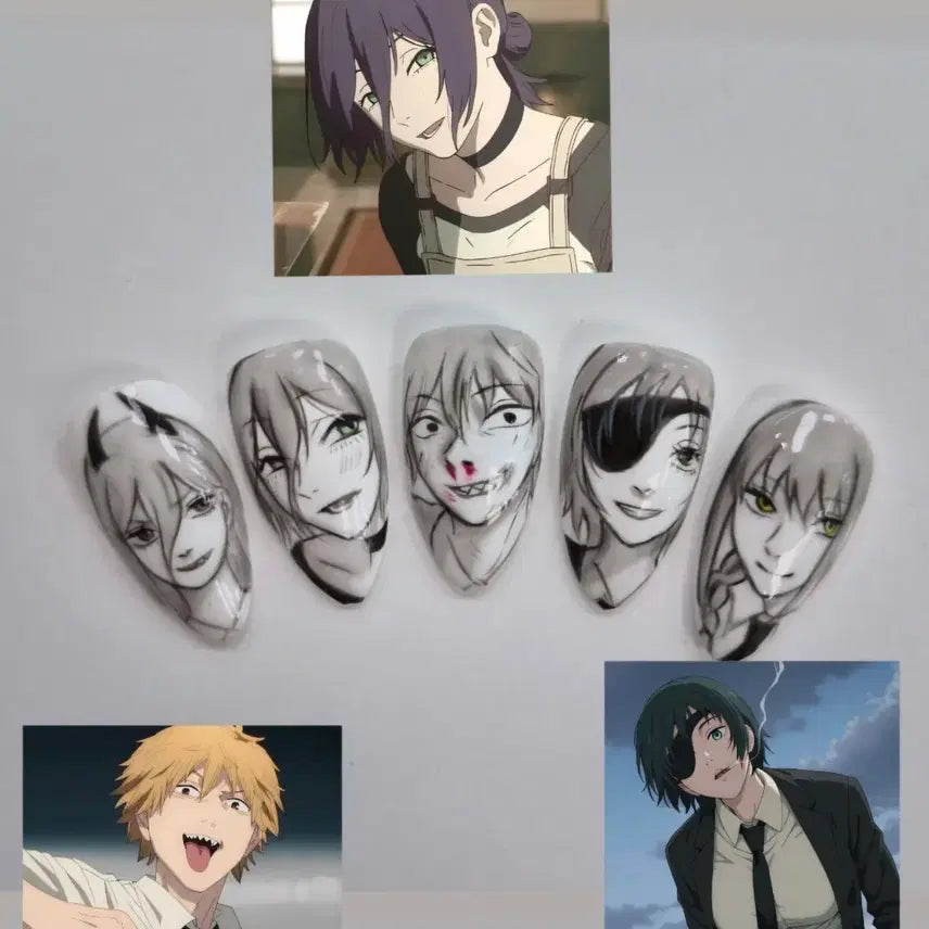 [BUNJANG] Chainsaw Man Custom Nail Tips / [Open Event] 체인소맨 네일팁 | 오타쿠네일 | 애니네일 .