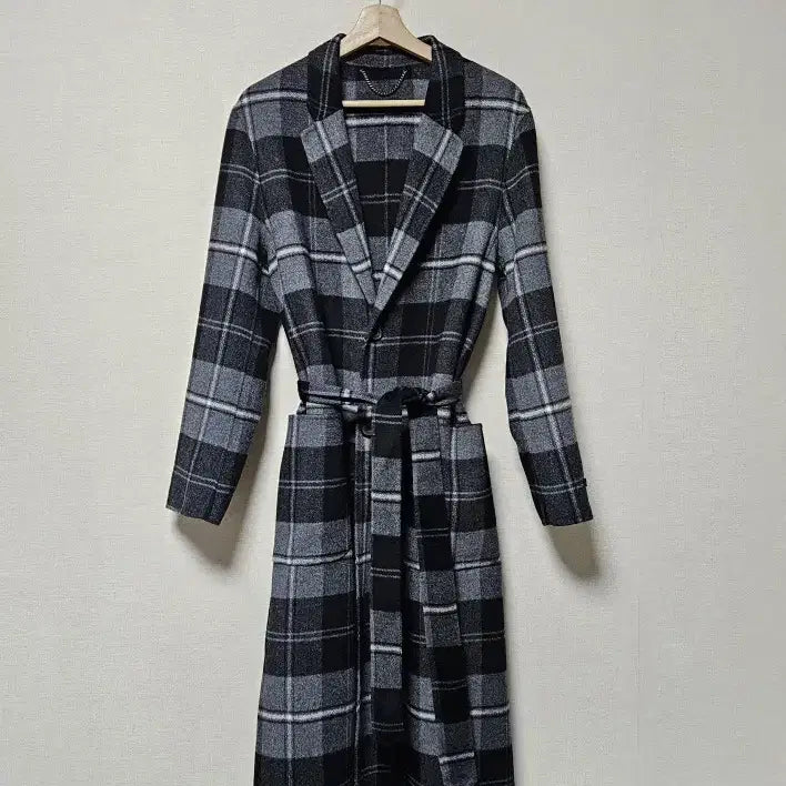 [BUNJANG] Beanpole Homme Handmade Belted Coat - Grey Black Check (Men's Size 95) / 빈폴 옴므 핸드메이드 벨티드 코트 95사이즈 bean pole