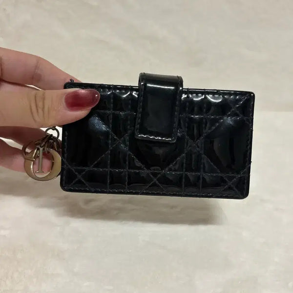 [BUNJANG] Dior Lady Dior Accordion Card Holder Black Patent Leather / [S급] 디올 레이디 아코디언 카드지갑 블랙 페이턴트
