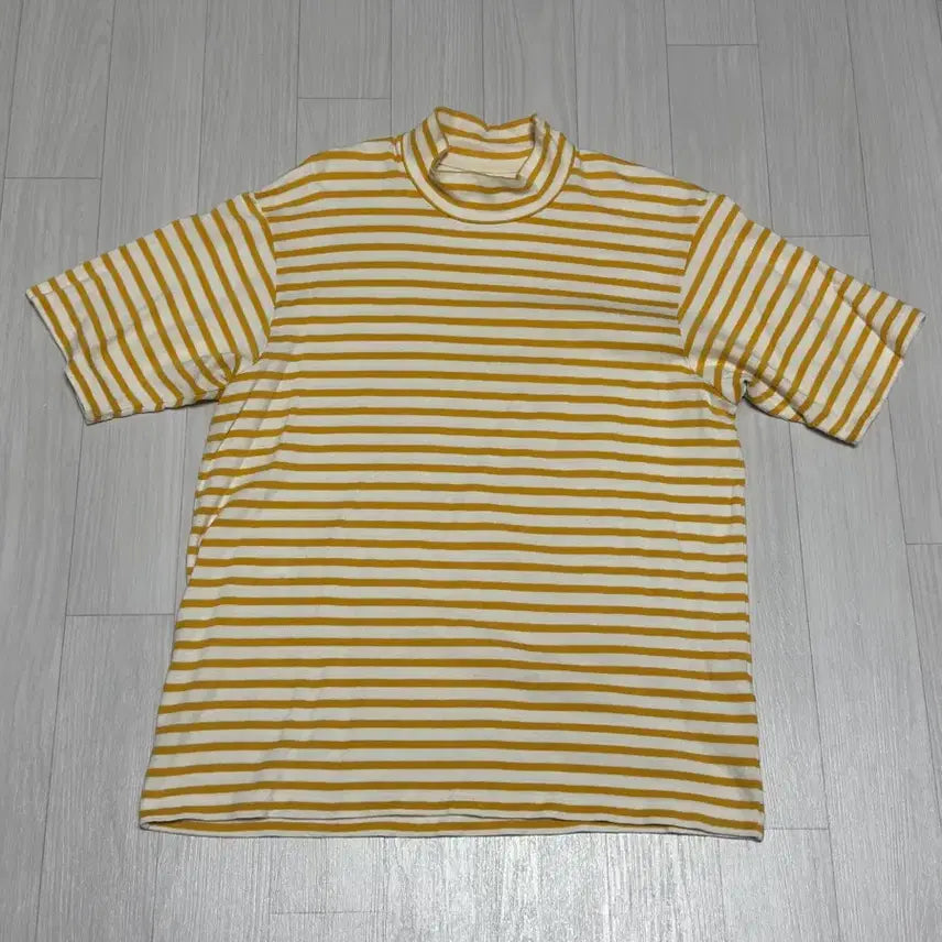 [BUNJANG] Anatomica Mock Neck Stripe Short Sleeve L / 아나토미카 모크넥 스트라이프 반팔 옐로우 L