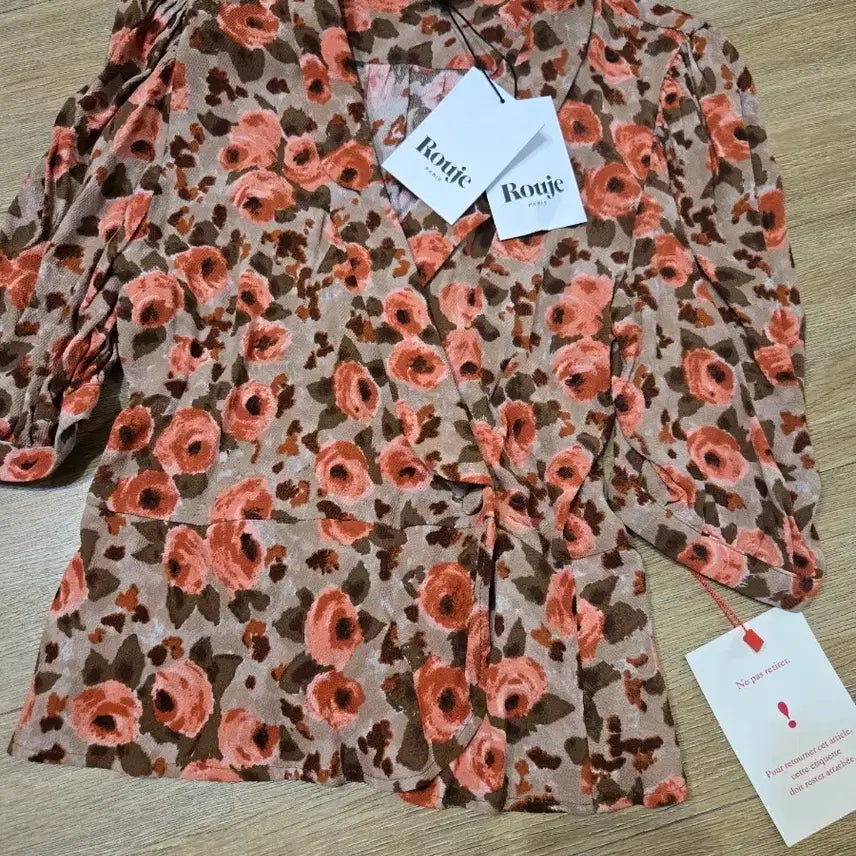[BUNJANG] Rouje Floral Printing Wrap Blouse / rouje 루즈 플로럴 프린팅 랩 블라우스