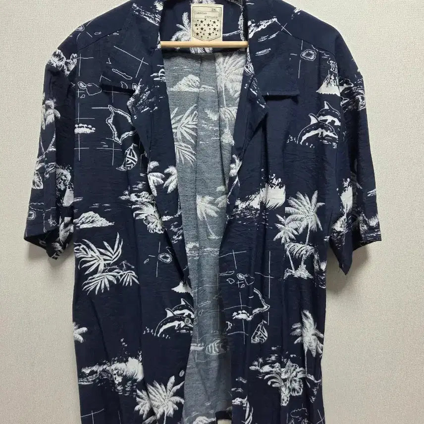 [BUNJANG] Hawaiian Shirt (Navy) / 하와이안 셔츠