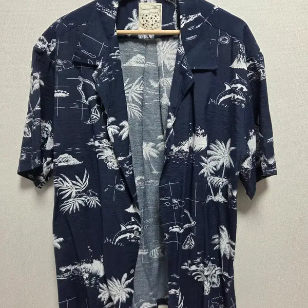 [BUNJANG] Hawaiian Shirt (Navy) / 하와이안 셔츠