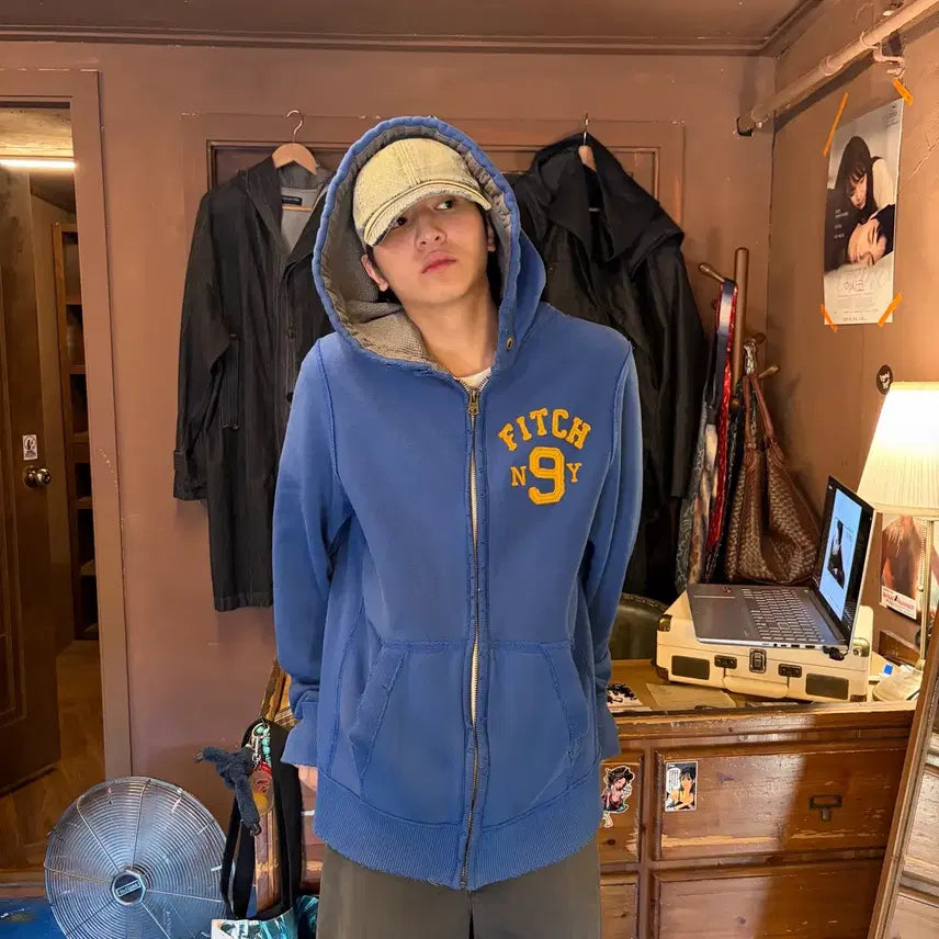 [BUNJANG] Abercrombie & Fitch Blue Hoodie Zip-Up XL / ABERCROMBIE & FITCH 아베크롬비 블루 후드집업 XL