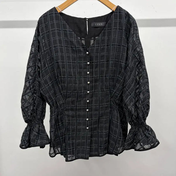 [BUNJANG] LYNN Silk Blend V-Neck Blouse / LYNN 린 실크혼방 V넥 블라우스 55