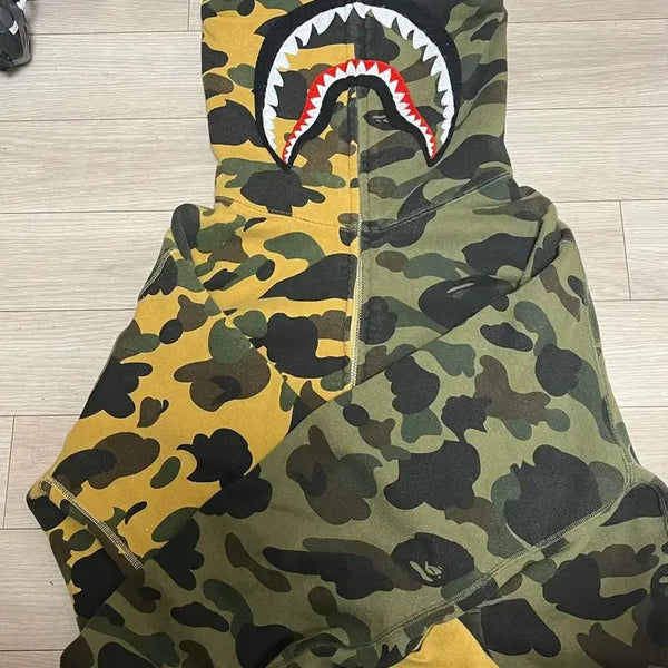 [BUNJANG] BAPE Shark Half & Half Camo Full Zip Hoodie / 베이프샤크 반반카모 후드집업정품 급처