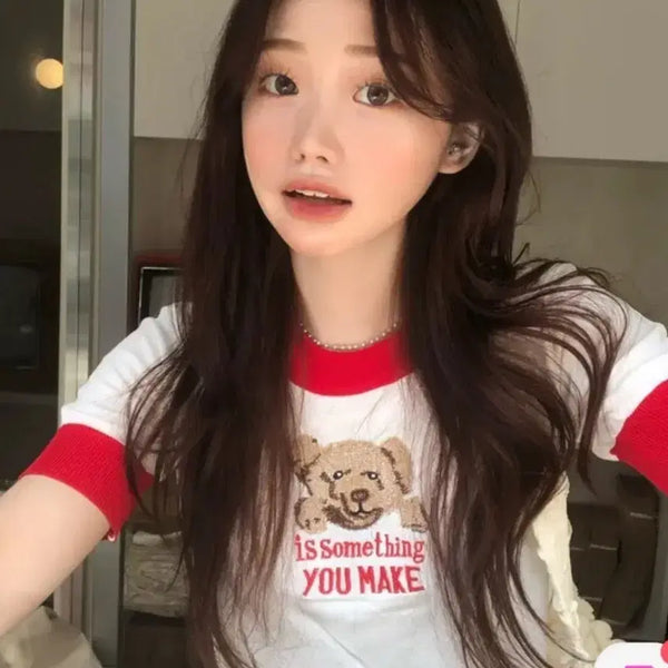 [BUNJANG] Young & Rich Something Bear Summer Short Sleeve Knit / 영앤리치 썸띵베어 여름 반팔 니트