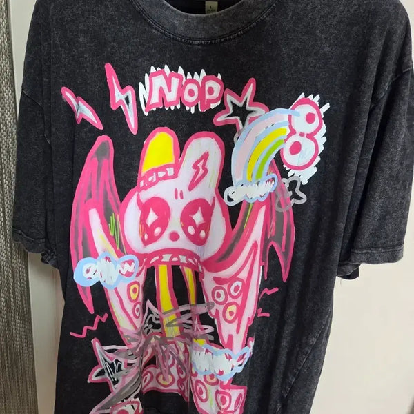 [BUNJANG] No Funny Cue Graffiti Lovitys Oversized T-Shirt / 노퓨니큐 Graffiti Lovitys 오버핏 티셔츠