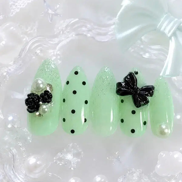 [BUNJANG] Handmade Nail Tips - Ribbon, Y2K, Hime Gyaru Style / 리뷰 이벤트 5개한정 수제네일팁/리본/Y2K/위시코어/히메갸루