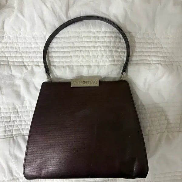 [BUNJANG] Vintage Valentino Burgundy Leather Tote Shoulder Bag / 90s 빈티지 발렌티노 백 (토트,숄더 가능)