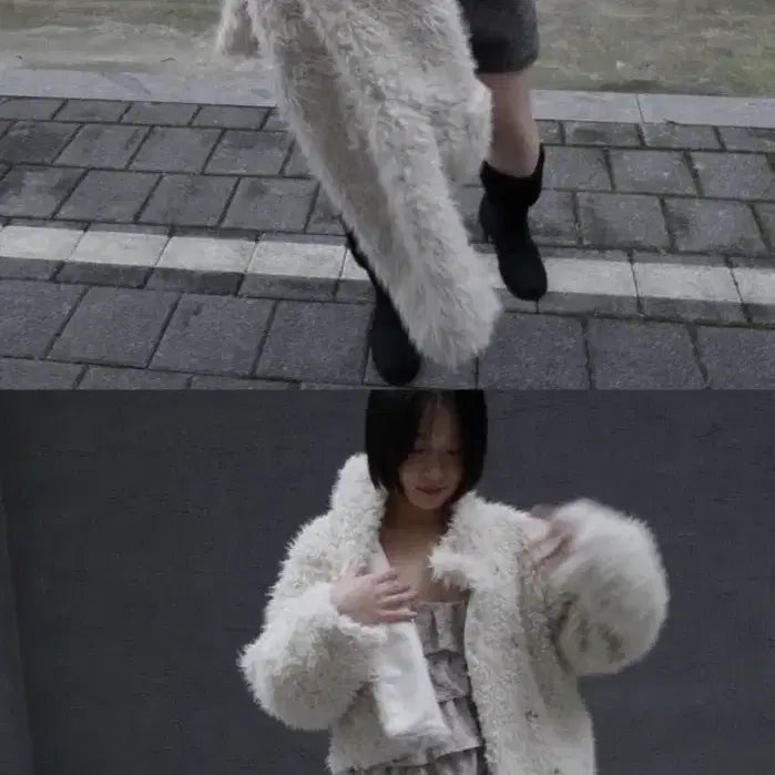 [BUNJANG] After Monday Faux Fur Jacket Ivory / 에프터먼데이 퍼자켓