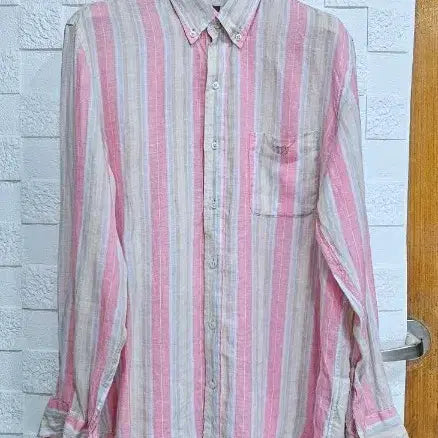 [BUNJANG] Henry Cotton's Striped Shirt Pink L / 핸리코튼 스트라이프 셔츠 핑크 L