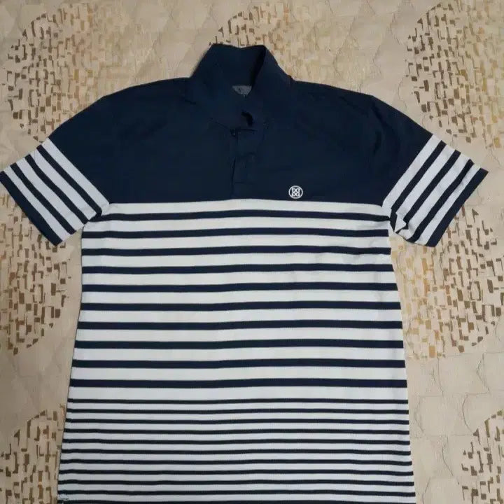 [BUNJANG] G/FORE Striped Short Sleeve Polo Shirt Navy (Big Size) / [빅사이즈] 골프웨어 지포어 스트라이프 반팔 카라티 네이비