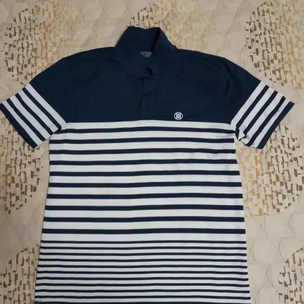 [BUNJANG] G/FORE Striped Short Sleeve Polo Shirt Navy (Big Size) / [빅사이즈] 골프웨어 지포어 스트라이프 반팔 카라티 네이비