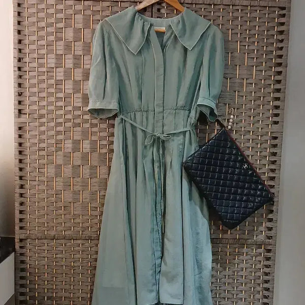 [BUNJANG] SJSJ Sailor Collar Mint Dress / 한섬 SJSJ세일러 카라 민트색 원피스