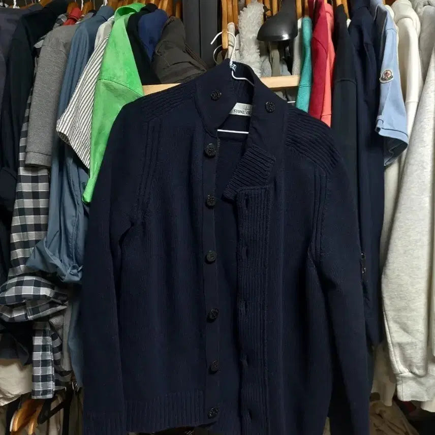 [BUNJANG] Stone Island Navy Wool Cardigan M / 스톤아일랜드 네이비 울 버트 가디건 m 큐알정품검수완료