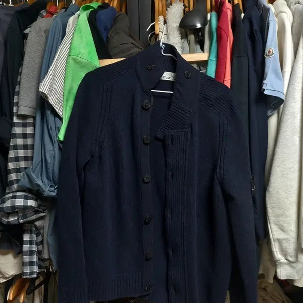 [BUNJANG] Stone Island Navy Wool Cardigan M / 스톤아일랜드 네이비 울 버트 가디건 m 큐알정품검수완료