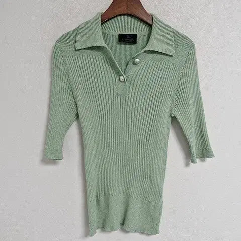 [BUNJANG] Lanvin 22' Ribbed Knit Polo Shirt / 22년 랑방 카라니트