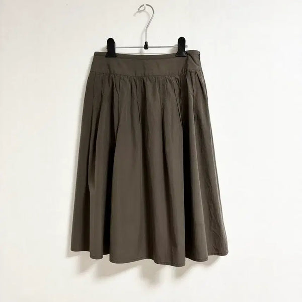 [BUNJANG] Margaret Howell Cotton Pin Tuck A-Line Skirt / 마가렛호웰 브라운 스커트