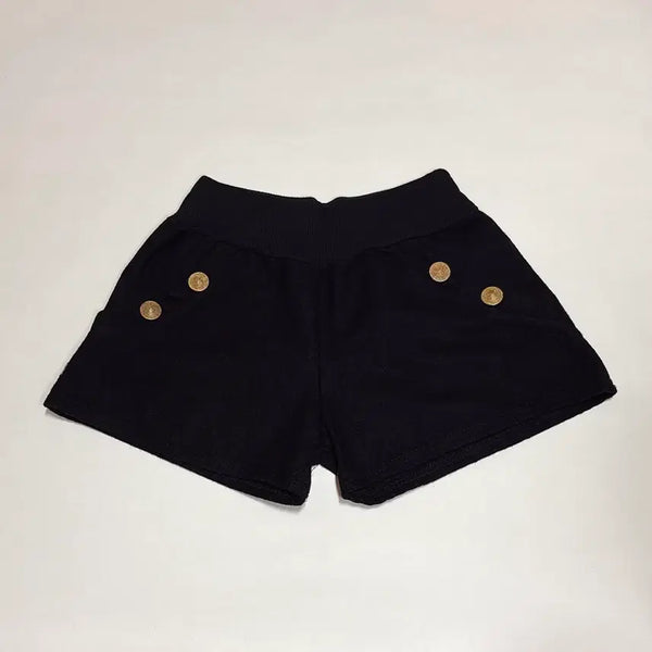 [BUNJANG] Black Gold Button Short Pants / 블랙 금장 단추 숏팬츠 새상품