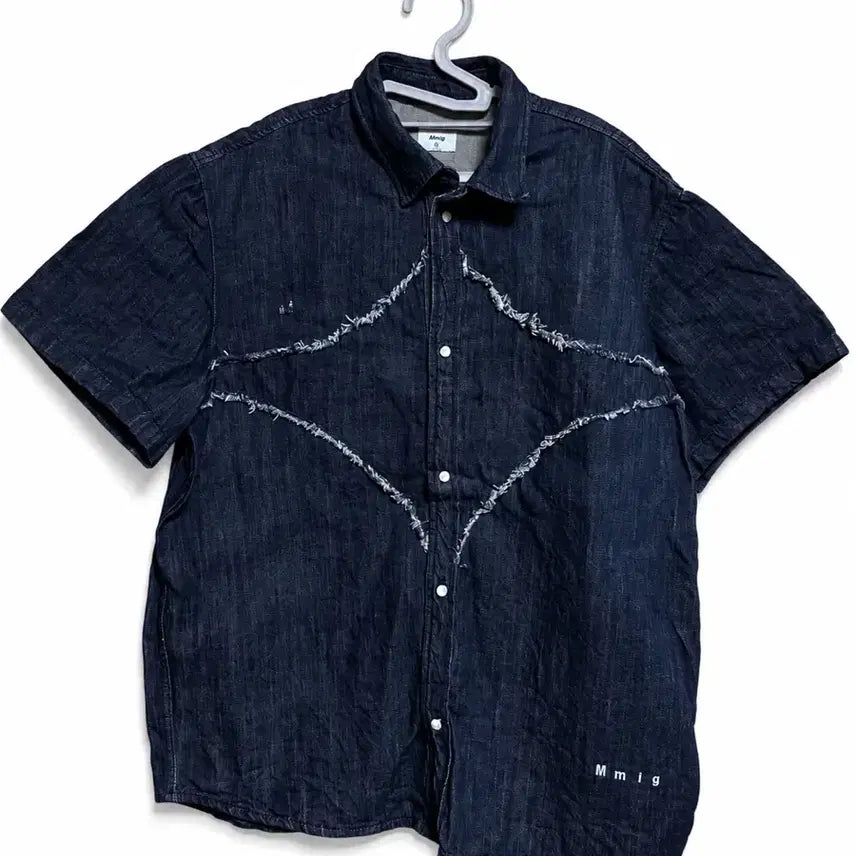 [BUNJANG] Mmlg Raw Denim Short-Sleeve Shirt M / Mmlg 생지데님 반팔 셔츠 M