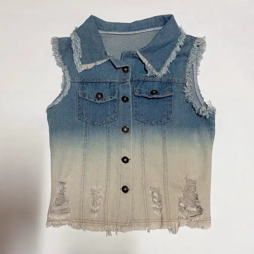 [BUNJANG] Papaya Vintage Washed Denim Vest / Papaya 파파야 빈티지 워싱 데님 조끼