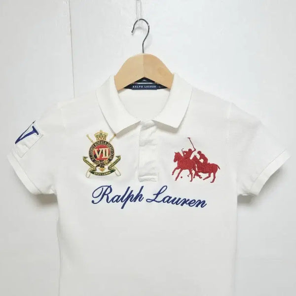 [BUNJANG] Polo Ralph Lauren Big Pony Chieftain White Pique Cotton Short Sleeve Polo Shirt / 여성 레어 폴로 빅포니 치프키프 흰색 카라 피케 PK 반팔 티 티셔츠