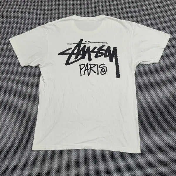 [BUNJANG] Stussy Stock Paris T-Shirt White (M) / 스투시 스탁 파리 반팔 티셔츠 화이트 (M)