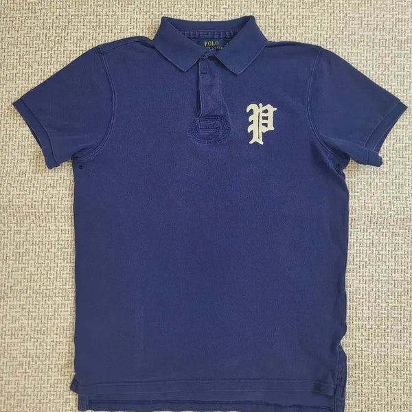 [BUNJANG] Polo Ralph Lauren Custom Fit Navy T-Shirt 'P' Patch M / 폴로 랄프로렌 커스텀핏 네이비 카라티 M