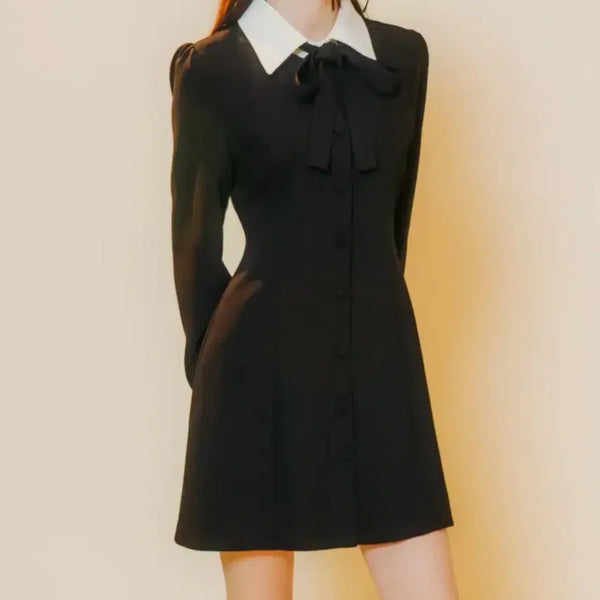 [BUNJANG] Heartclub Collar Ribbon Logo Dress / 하트클럽 카라 리본 로고 드레스