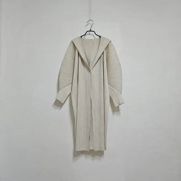 [BUNJANG] Pleated Hood Long Coat / 플리츠 후드 롱코트