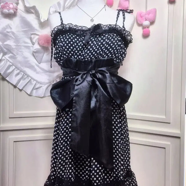 [BUNJANG] Tralala Dot Big Ribbon Frill Dress Hime Gyaru Onee Gyaru Lizlisa / tralala 도트 빅 리본 프릴 원피스 히메갸루 오네갸루 리즈리사