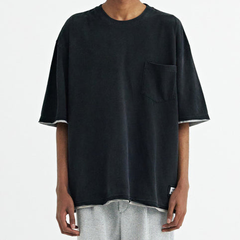[BUNJANG] Solid Homme 26SS Layered Short-Sleeve T-Shirt Black / [52] 솔리드옴므 26SS 그레이 레이어드 반팔 블랙