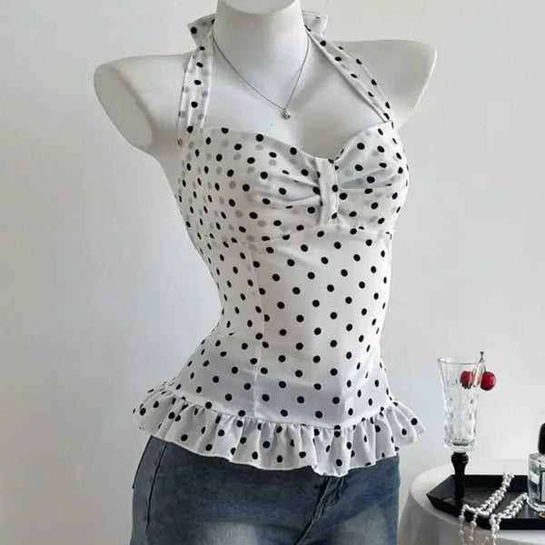 [BUNJANG] Dot Halterneck Frill Top / 도트 홀터넥 프릴 탑