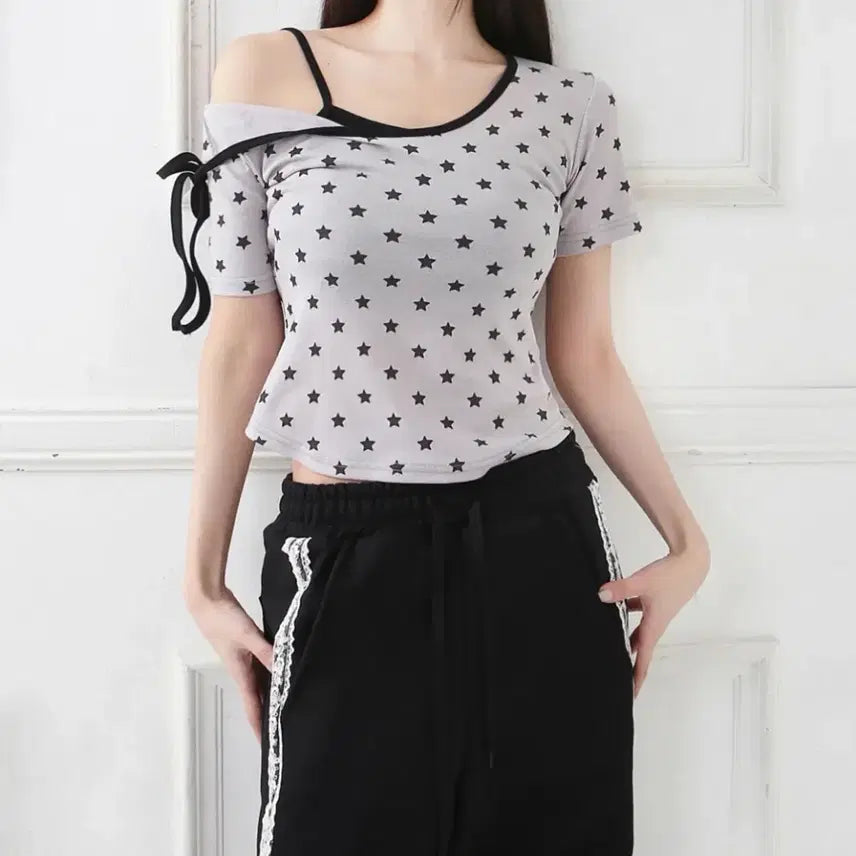 [BUNJANG] Star Dot Ribbon T-Shirt / 별 도트 리본 티셔츠