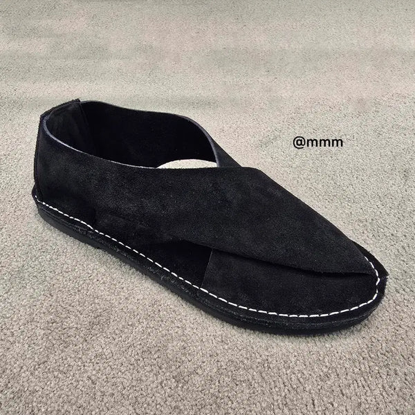 [BUNJANG] Minimal Suede Leather Sandals Slippers / 미니멀 스웨이드 가죽 샌들 슬리퍼